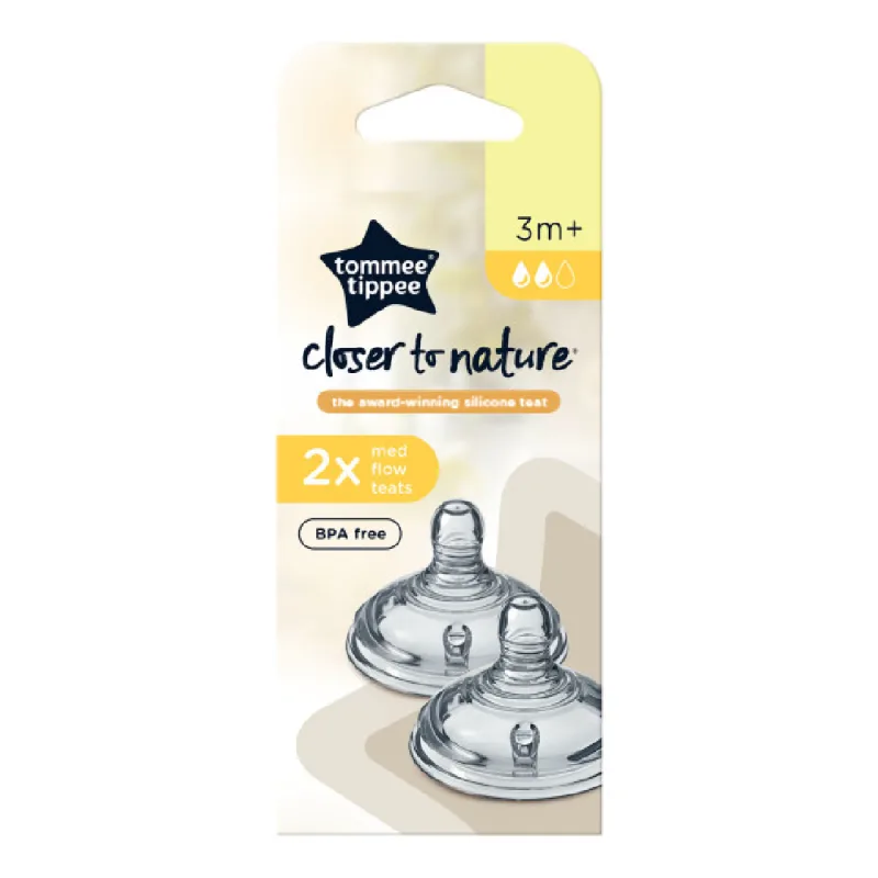Tetina din silicon anti-colici flux mediu, 3 luni+, 2 bucati, Tommee Tippee — preț și oferte