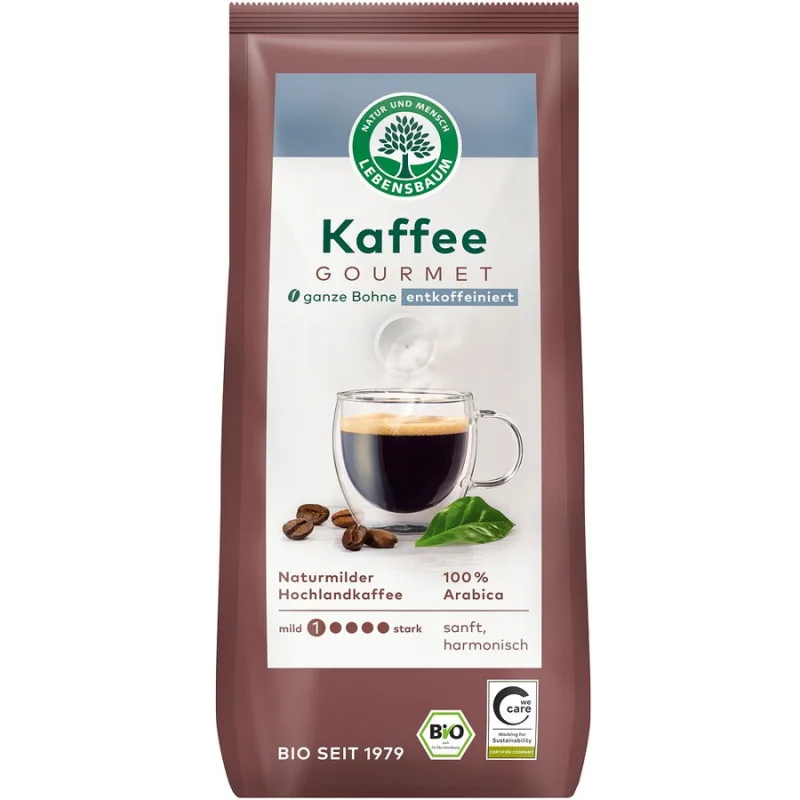 Cafea Boabe Gourmet Decofeinizata Ecologica/Bio 250g LEBENSBAUM — preț și oferte