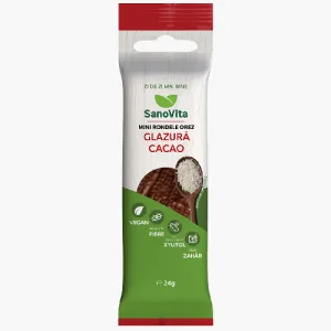 Mini Rondele Orez Cacao Fara Zahar, 24g, Sano Vita