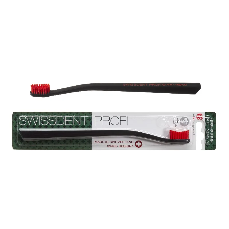 Periuta de dinti Colours Classic, rosu cu negru, 1 bucata, Swissdent — preț și oferte