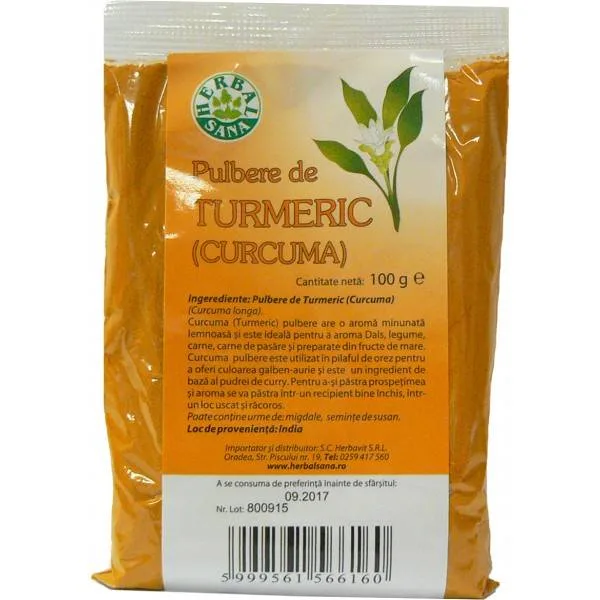 Turmeric - curcuma pulbere 100g - Herbavit — preț și oferte