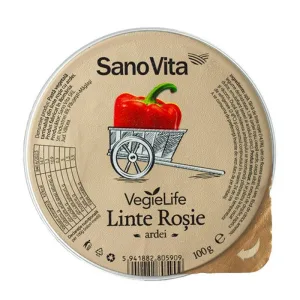 Pate vegetal din Linte rosie cu ardei si ceapa, 100g - Sanovita