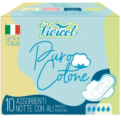 Absorbante Noapte Extra Lungi Bumbac 3 Picaturi 10buc  Vivicot — preț și oferte