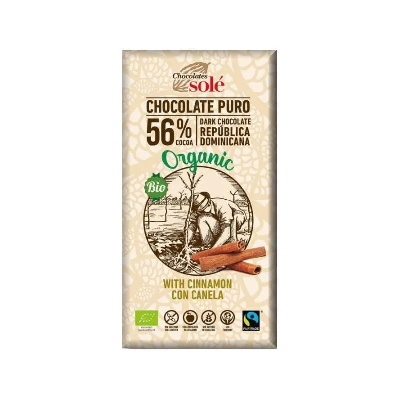 Ciocolata bio cu 56% cacao si scortisoara, 100g, Chocolates Sole — preț și oferte