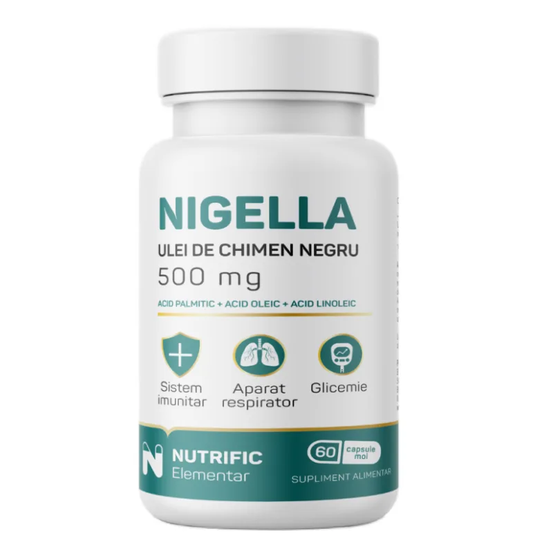 Nigella 500mg ulei de chimen negru, 60 capsule moi, Nutrific — preț și oferte