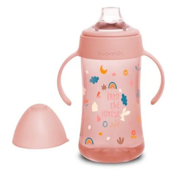 Cana cu manere si cioc din silicon, roz, +4 luni, Into the Forest, Suavinex | 270 ml — preț și oferte