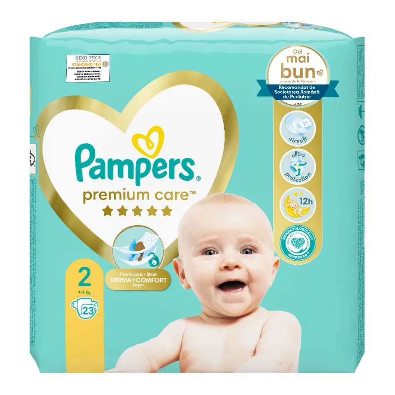Scutece Premium Care Marimea 2, 4-8 kg, 23 bucati, Pampers — preț și oferte