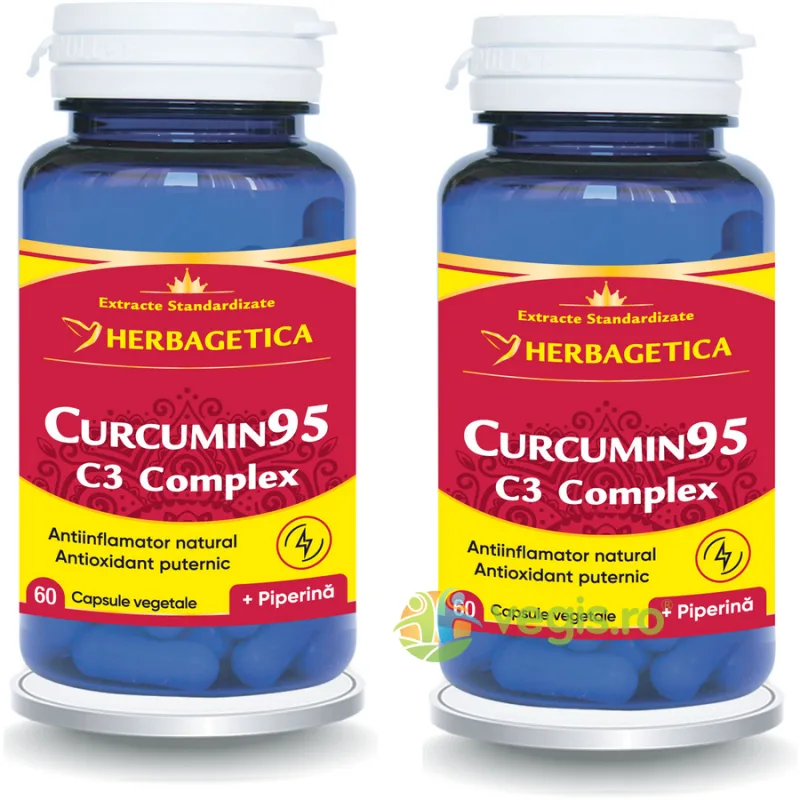 Pachet Curcumin 95 C3 Complex 60cps + 60cps (50% reducere la al doilea produs) HERBAGETICA — preț și oferte