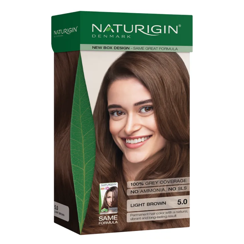 Vopsea pentru par nuanta 5.0 Light Brown, 115 ml, Naturigin — preț și oferte