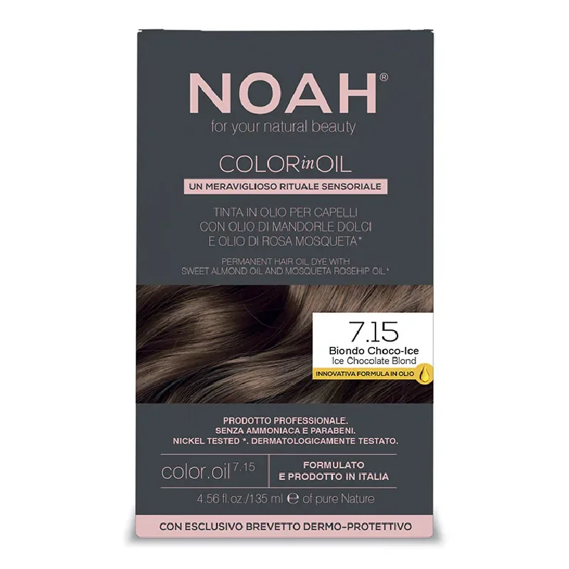 Vopsea de par permanenta fara amoniac, 7.15 Blond Ciocolatiu Rece, Color in Oil, 135 ml, Noah — preț și oferte