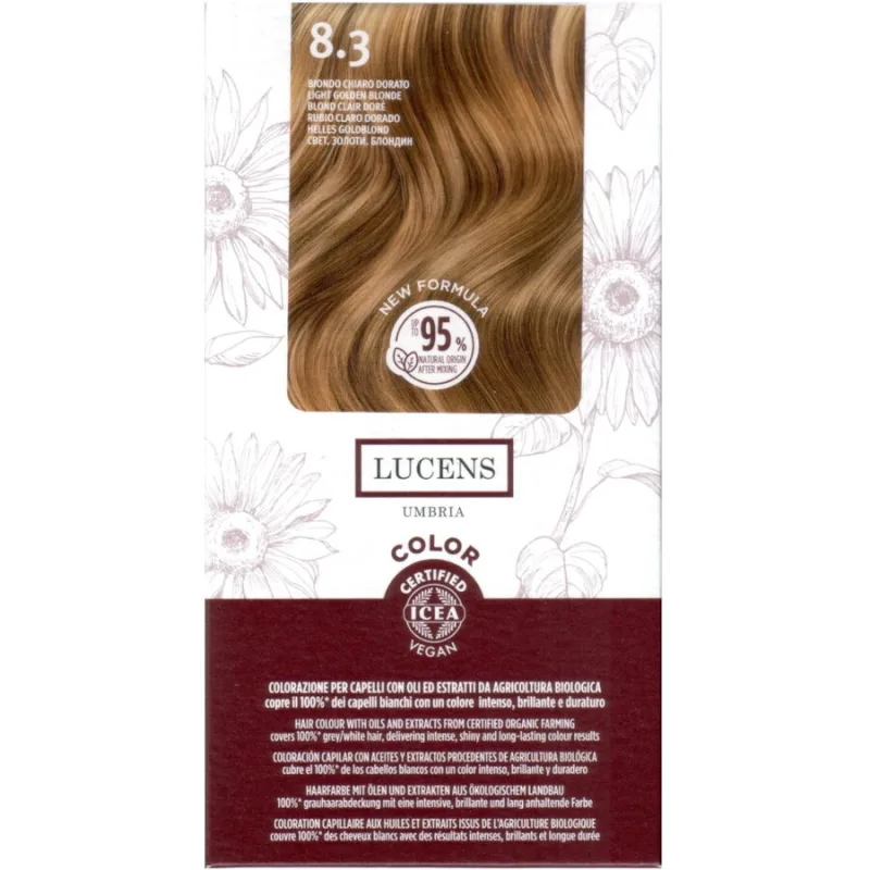 Vopsea de Par fara Amoniac Blond Deschis Auriu 8.3 50ml LUCENS UMBRIA — preț și oferte