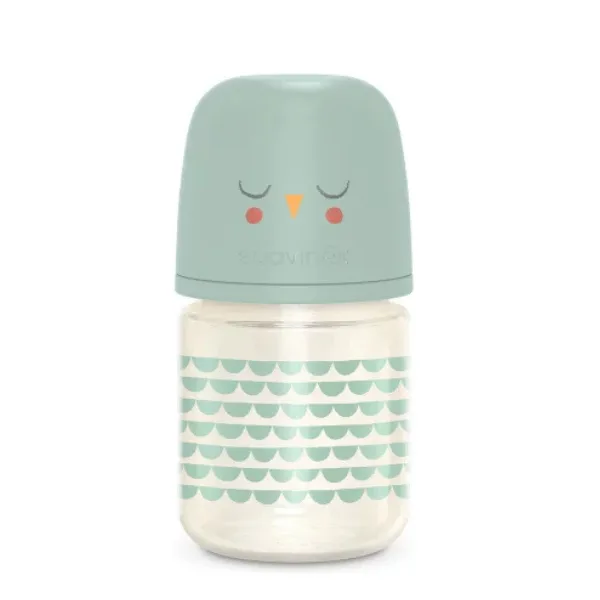 Biberon din sticla cu tetina SX Pro cu debit lent, verde, Bonhomia, Suavinex | 120 ml — preț și oferte