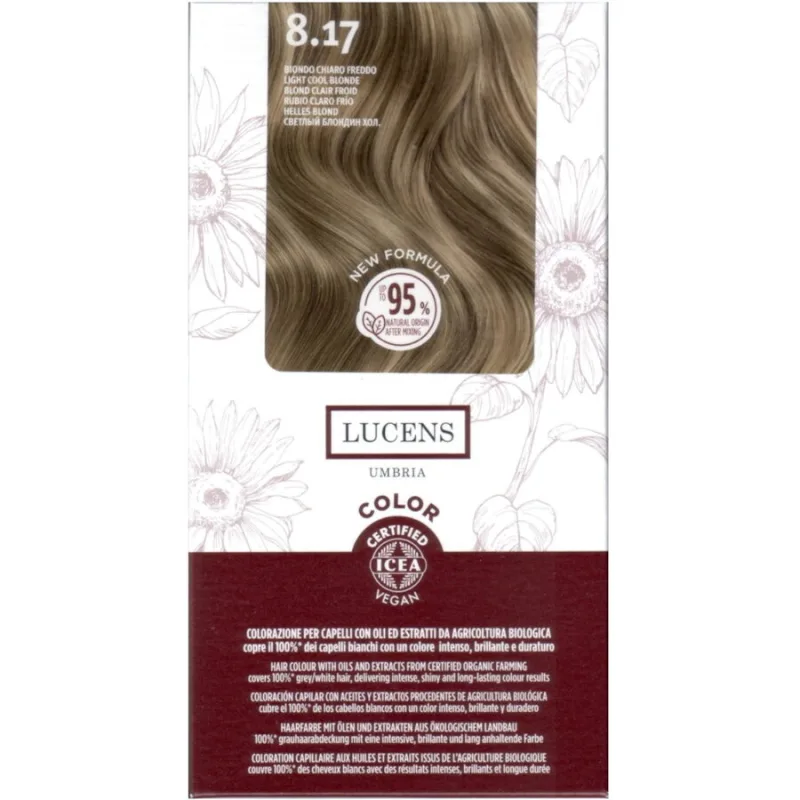 Vopsea de Par fara Amoniac Blond Deschis Rece 8.17 50ml LUCENS UMBRIA — preț și oferte