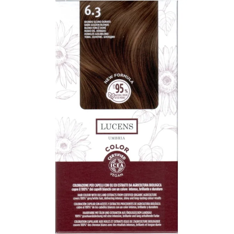 Vopsea de Par fara Amoniac Blond Inchis Auriu 6.3 50ml LUCENS UMBRIA — preț și oferte