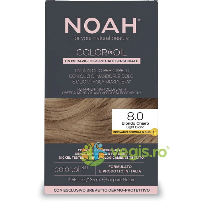 Vopsea de Par Permanenta pe Baza de Ulei 8.0 Blond Deschis (Light Blond) fara Amoniac 135ml NOAH — preț și oferte