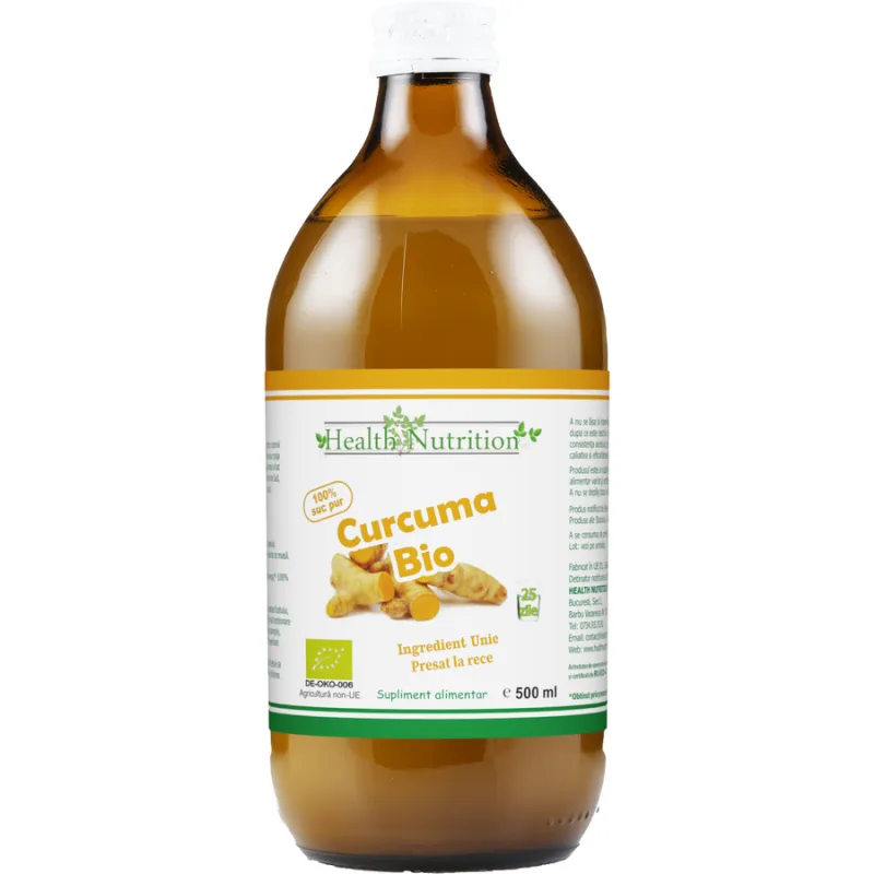 Curcuma Suc 100% Pur Ecologic/Bio 500ml Health Nutrition — preț și oferte