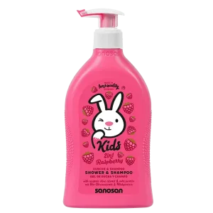 Gel de dus si sampon pentru copii cu aroma de zmeura, Sanosan Kids | 400 ml