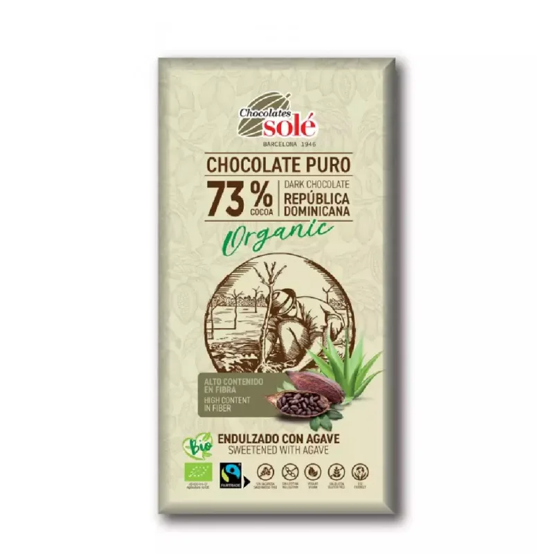 Ciocolata neagra cu 73% cacao si sirop de agave Bio, 100g, Chocolates Sole — preț și oferte