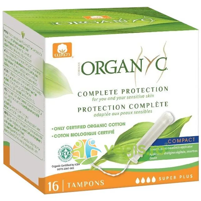 Tampoane Super Plus din Bumbac Organic cu Aplicator 16buc ORGANYC — preț și oferte