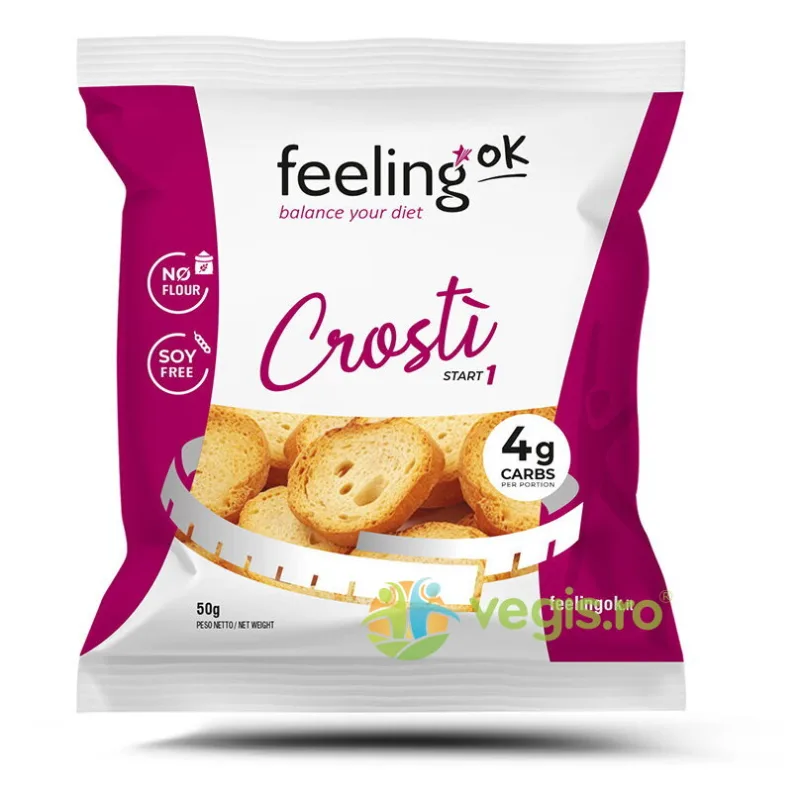 Crutoane (Crostino) Proteice, Low-Carb cu Ulei de Masline 50g FEELINGOK — preț și oferte