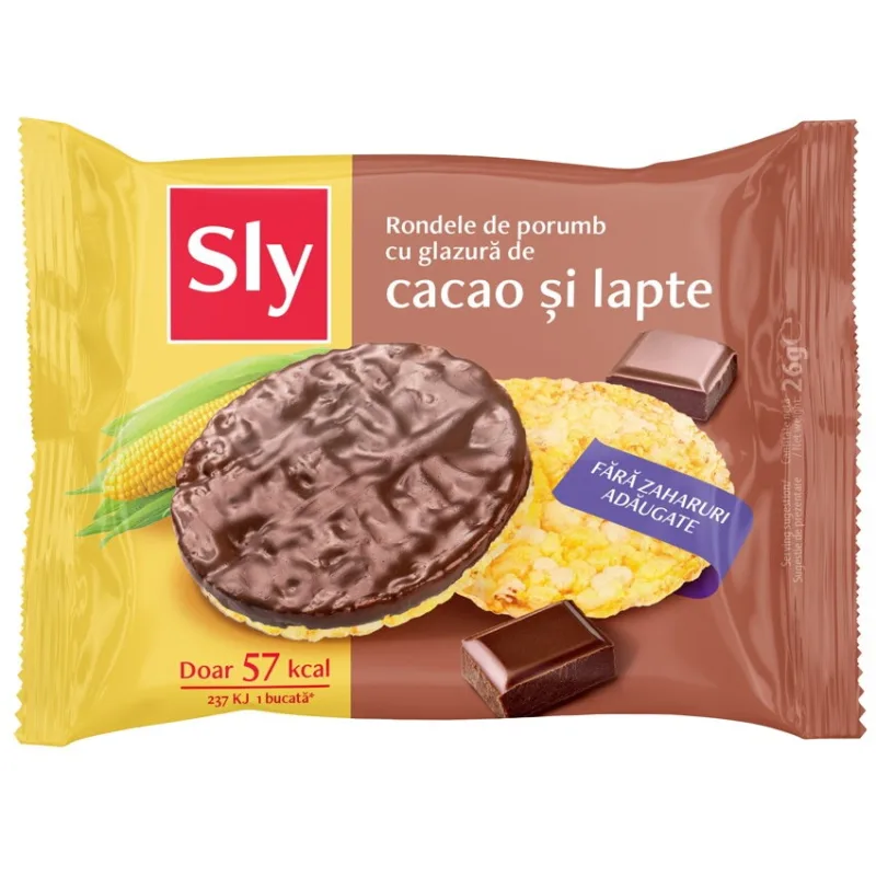 Rondele de Porumb cu Glazura de Cacao si Lapte fara Zahar Adaugat 26g Sly Nutritia — preț și oferte