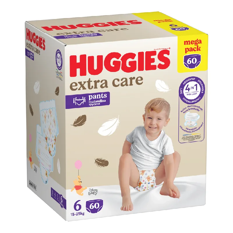 Scutece chilotel Extra Care Pants Nr.6, 15-25 kg, 60 bucati, Huggies — preț și oferte