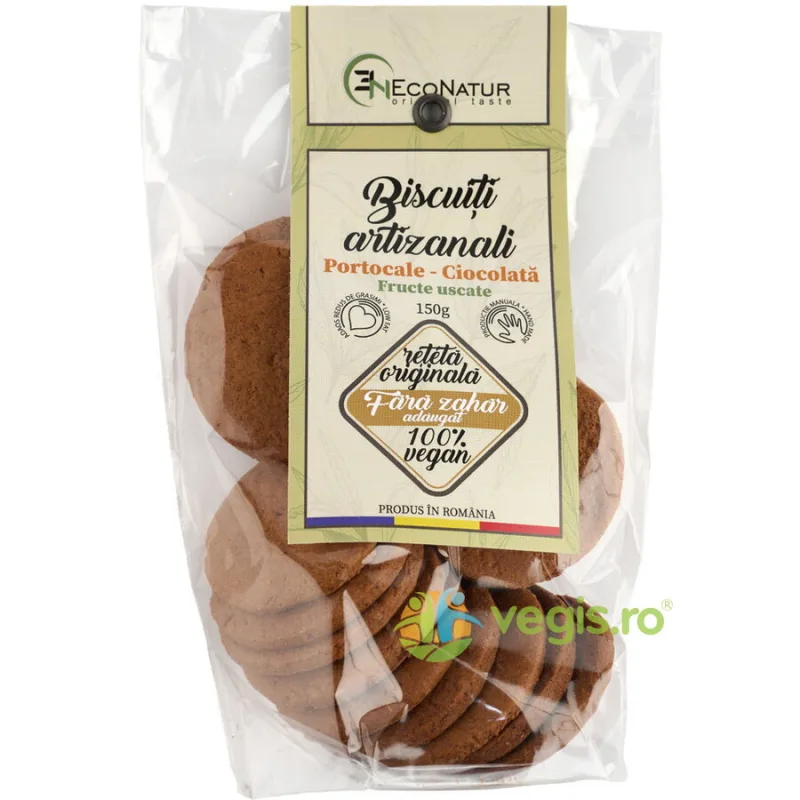 Biscuiti Artizanali cu Portocale si Ciocolata fara Zahar 150g ECONATUR — preț și oferte