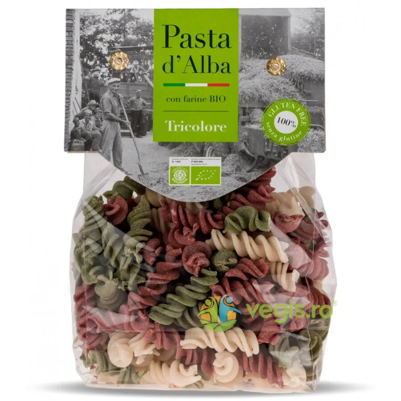 Paste Tricolore Fusilli din Orez, Spanac si Sfecla Rosie Ecologice/Bio 250g PASTA D'ALBA — preț și oferte