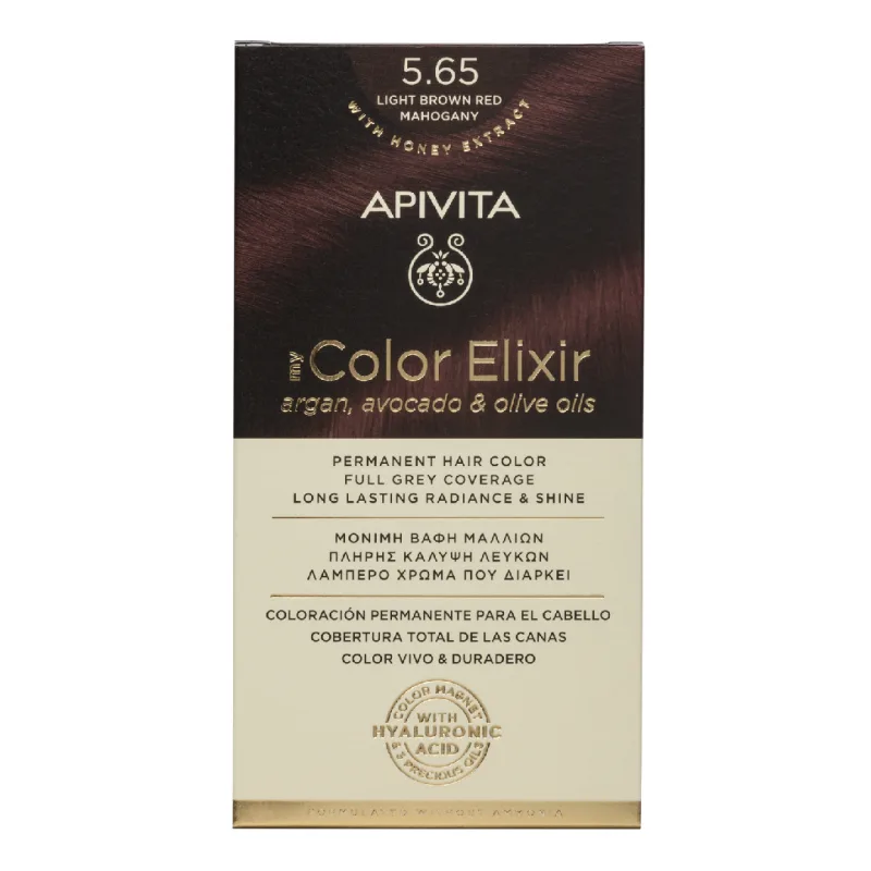 Vopsea de par My Color Elixir Light Brown Red Mahogany 5.65, 155 ml, Apivita — preț și oferte