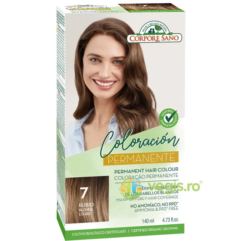 Vopsea de Par Permanenta fara Amoniac 7 - Blond 140ml Corpore Sano — preț și oferte