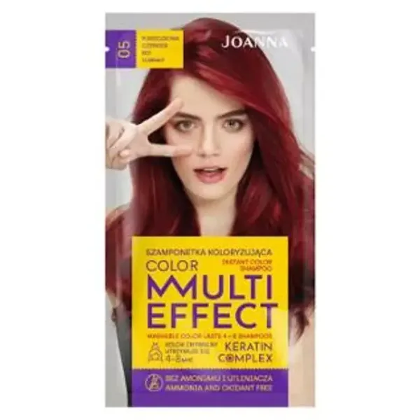 Sampon nuantator cu keratina Multi Effect Color 05 Rosu coacaza, Joanna | 35 g — preț și oferte
