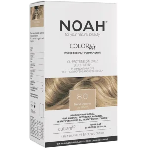 Vopsea de Par Permanenta cu Proteina de Orez si Ulei de In 8.0 Blond Deschis fara Amoniac 140ml