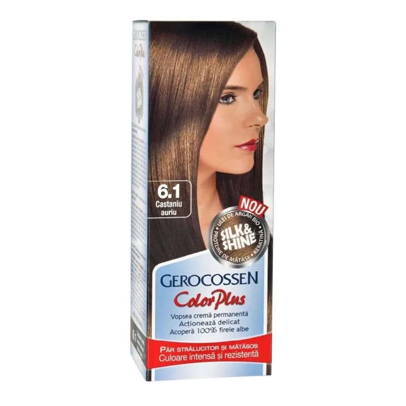 Vopsea de par Silk&Shine, 6.1 Castaniu Auriu, 50ml, Gerocossen — preț și oferte