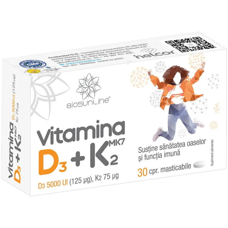Vitamina D3+K2 30cpr BIOSUNLINE — preț și oferte