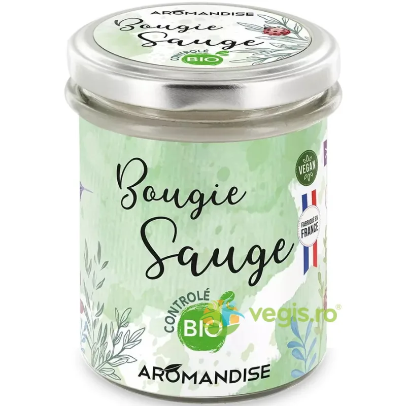 Lumanare Parfumata Naturala Salvie Bio 150g AROMANDISE — preț și oferte