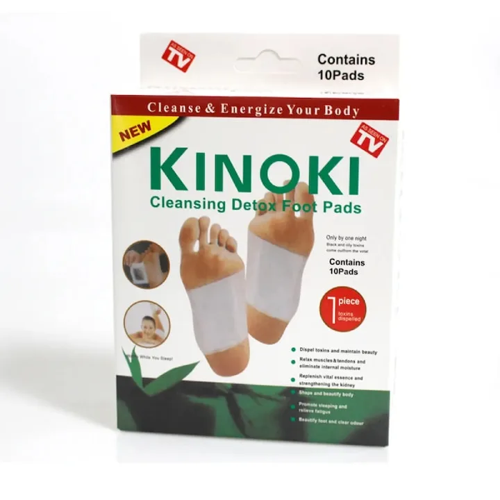 Plasturi de detoxifiere Kinoki HOZRO pentru tălpi, ingrediente naturale, set 10 bucăți — preț și oferte