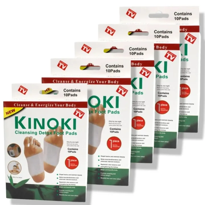 Plasturi de detoxifiere Kinoki HOZRO pentru tălpi, ingrediente naturale, set 50 bucăți — preț și oferte