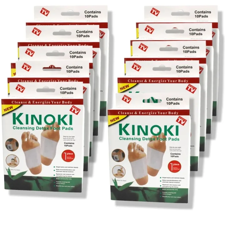Plasturi de detoxifiere Kinoki HOZRO pentru tălpi, ingrediente naturale, set 100 bucăți — preț și oferte