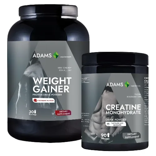 Pachet Proteina pentru cresterea masei musculare (capsuni), 1.5kg + Creatina — preț și oferte