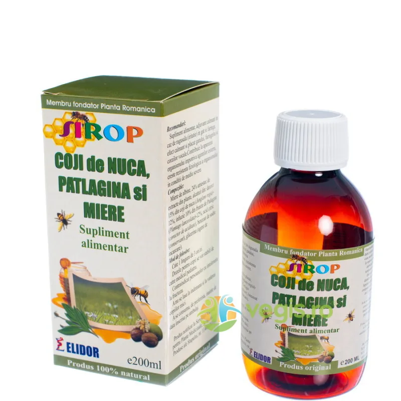 Sirop de Coji de Nuca, Patlagina si Miere 200ml ELIDOR — preț și oferte