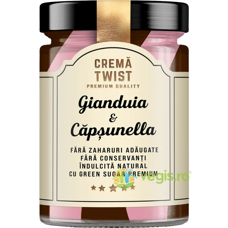 Crema Twist Gianduia si Capsunella fara Zahar Adaugat Secretele Ramonei 350g — preț și oferte