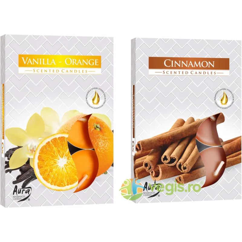 Set Lumanari Tip Pastila Aroma Vanilie si Portocala 6buc + Set Lumanari Tip Pastila Aroma Scortisoara 6buc BISPOL — preț și oferte