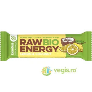 Baton Energizant cu Lamaie si Nuca de Cocos fara Gluten Raw Energy Ecologic/Bio 50g