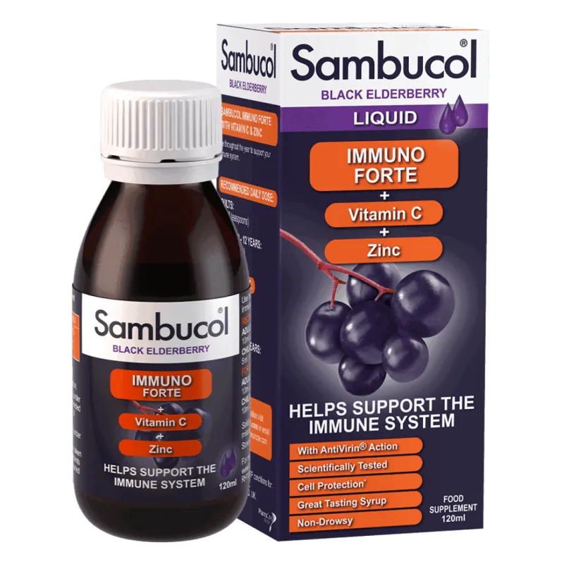 Sirop cu soc negru, vitamina C si zinc Immuno Forte, 120 ml, Sambucol — preț și oferte