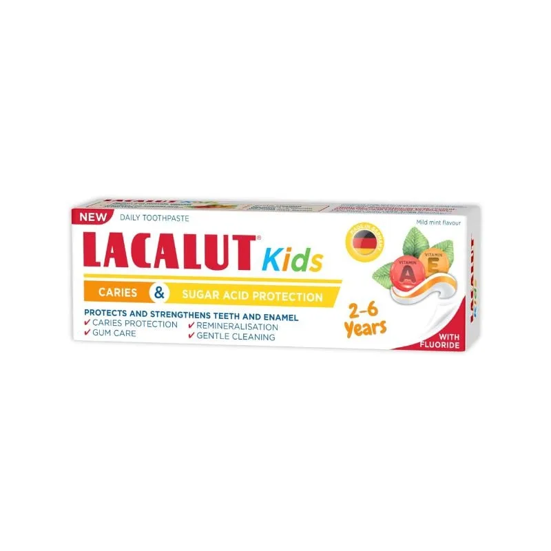 Pasta de dinti Lacalut Kids, 2-6 ani, 55 ml, Zdrovit — preț și oferte