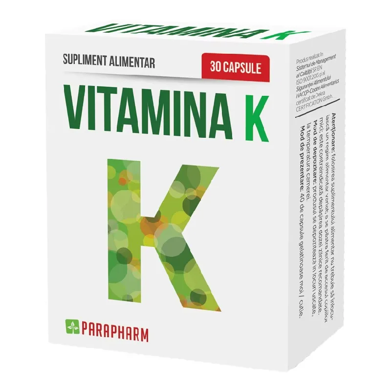 Vitamina K, 30 capsule, Parapharm — preț și oferte