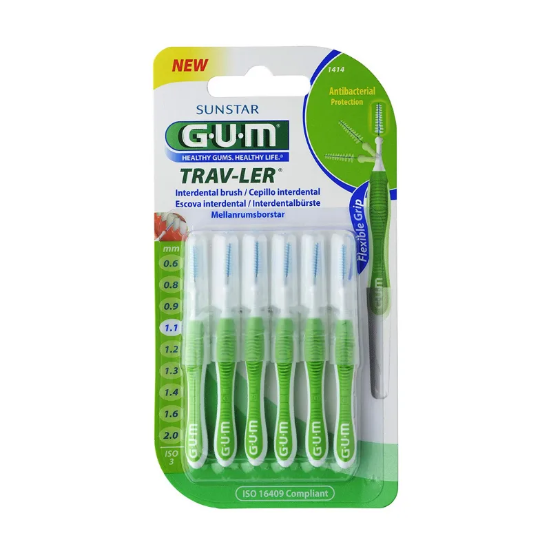 Periute interdentare Trav-Ler, 1.1 mm, verde, 6 bucati, Sunstar Gum — preț și oferte