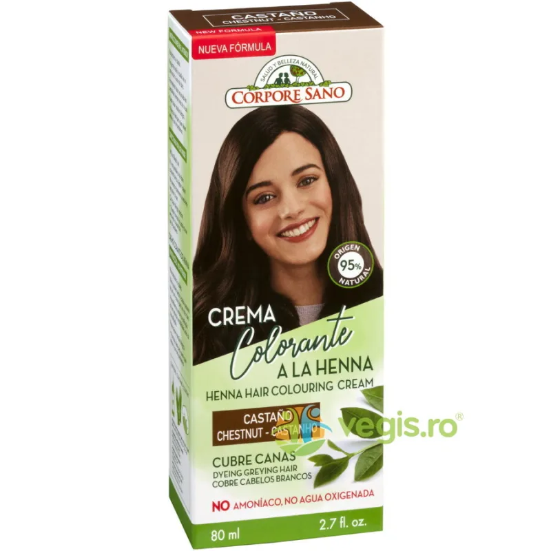 Vopsea Henna Crema Semipermanenta - Castaniu 80ml Corpore Sano — preț și oferte