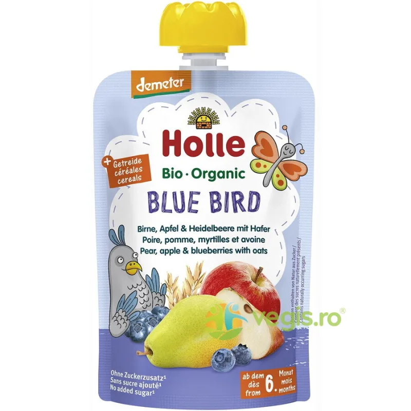 Piure de Pere, Mere, Afine si Ovaz pentru Copii +6 Luni fara Zahar Ecologic/Bio 100g HOLLE — preț și oferte