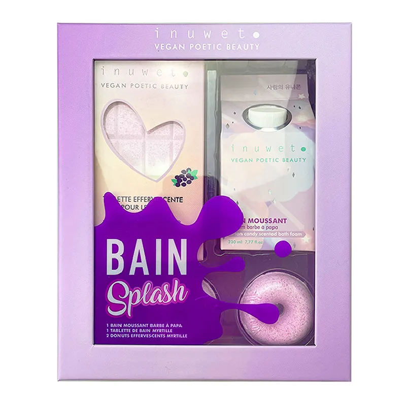 Set Splash Bath, spuma de baie, tableta si gogosi efervescente, Blueberry, Inuwet — preț și oferte